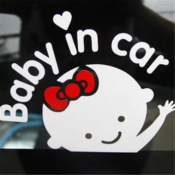 1БР Отразяваща Стила на Детето (момче/момиче) В колата Затопляне Етикети Сладък Карикатура Стикери За Автомобил Стикер