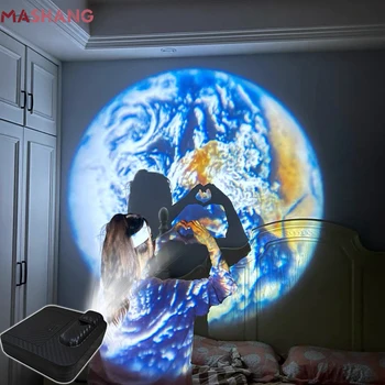 Мини Проекционная Лампа Earth Moon Galaxy Selfie Заден План Проектор на Стената Лампа с Световыми Чаршафите Аксесоари за Фотография Стая