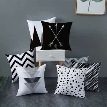 Черно-бели калъфки серия Nordic Квадратни калъфки за декорация на дома и офиса (45 см. * 45 см)