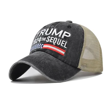 Бродерия Тръмп 2024 Американската Президентската бейзболна шапка Make America Great Again Шапка на Републиканската кампания на Доналд Тръмп Окото Шапка