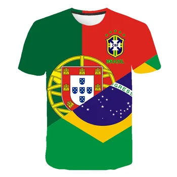 Нова Бразилската Оригинална Футболна Тениска С Флага, Модерен 3D Тениска За Мъже И Жени, Градинска Дрехи, Удобен Спортен Топ С Кръгло Деколте и Къси Ръкави