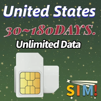 СИМ-карта за пренос на данни на 30-180 дни 180 MB-30 г Карта на данни от мобилен телефон е 3-в-1 СИМ-карта 4G WiFi Интернет Неограничен за САЩ