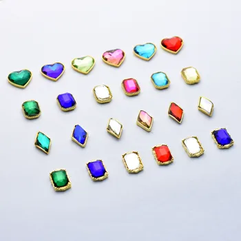 10шт Сърцето на Квадрат 3D Скъпоценни Камъни Crystal Ярки Нокти Планински Кристал, Алуминиеви Декорации За Нокти, Блясък САМ Аксесоари За Нокти, ТОП Доставка