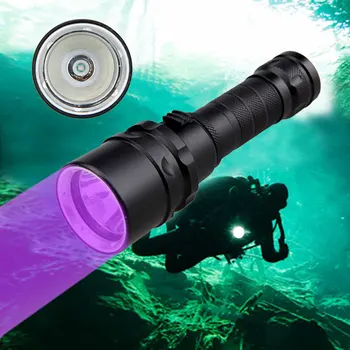 Подводен 100 М UV фенерче за гмуркане Водоустойчив XPE Лилаво led фенер 365-395nm Мощност фенер от батерии 18650
