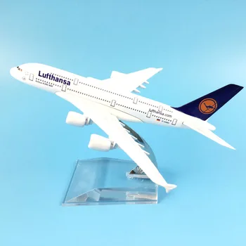 Модел въздушен Пътнически самолет A380 Lufthansa самолети A380 16 см Симулация модел на самолет от сплав за детски играчки Коледен подарък