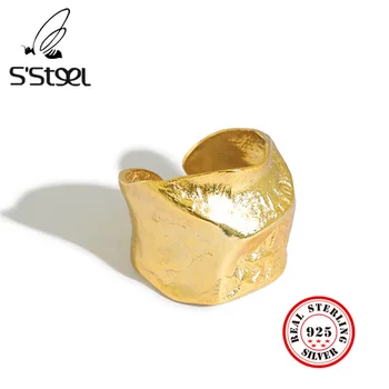 S ' STEEL нарушения на сърдечния Пръстен От Сребро 925 Проба За Жени Корейски Дизайнерски Златни Откриващи Пръстен Ръчно изработени Anillo Plata Hombre Бижута