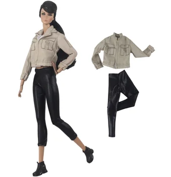 Официален NK, 1 комплект дрехи в пасторальном стил, очарователна кукла, ризи с дълги ръкави + модни черни панталони За земеделските производители, Рокля За кукла Барби