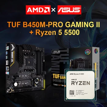 AMD Нов Ryzen 5 5500 R5 5500 + дънна Платка ASUS TUF B450M-PRO GAMING II 3.6 Ghz 6-ядрени двенадцатипоточный процесор на 7 нм Гнездо AM4