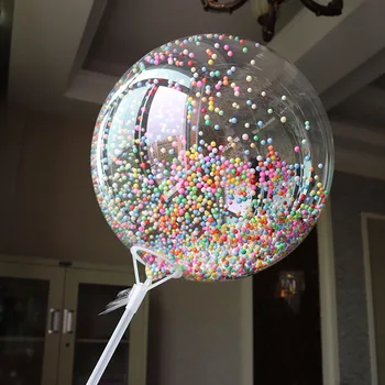 Един Огромен Прозрачен Балон Пъстър Балон С Мехурчета Рожден Ден, Сватбена Украса Балон Годишнина Бобо Балон