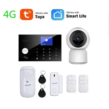 WiFi Аларма Sasha Безжична сот 4G Поддръжка на Amazon Алекса Google Home Гласово Управление С RFID SOS IP Камера за GSM Аларма Начало