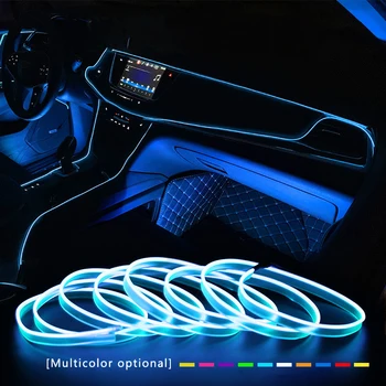 Автомобилна Атмосферни Лампа за Вътрешно Осветление на Автомобила Led Лента Украса Венец Жично Въжето Тръба Линия гъвкав Неонова Светлина USB Устройство
