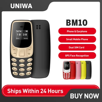 UNIWA Bm10 Мини Мобилен Телефон и Най-Малките Мобилни Телефони, GSM Hands Free Мини Слушалки Наречие Слушалки С Две Сим-карти от Мобилен Телефон Отключени