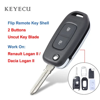 Keyecu Флип Дистанционно на Ключа на Автомобила Калъф за Носене с 2 Бутона за Renault Dacia Logan 2 Logan II 2018 2019 2020
