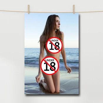 Секси голо момиче на плажа Плакат Без Рамки За Възрастни Художествена Картина върху Платно Стенни Картина Разпечатки За Спални Начало Декор