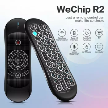 Wechip R2 2,4 G Безжична Въздушна Мишка Клавиатура Чувство за Движение Светлини Въздушна Мишка, Тъчпад Дистанционно Управление с Клавиатура за Android TV Box