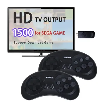 16 Бита MD Безжична Ретро Конзола За Sega Genesis Вграден 1500 + Класически Игри Геймпад Контролер Игрова Конзола HD TV