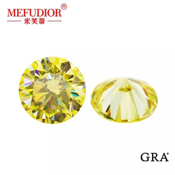 Скъпоценен камък е жълта на Цвят и кройка диаманта муассанита кръгла брилянтен Свободен за Бижута премина тестер Диаманта Със Сертификат GRA