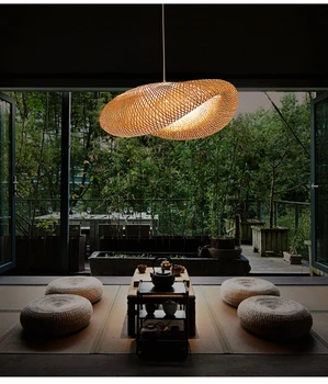 Модерни бамбукови висящи осветителни тела от Бамбук лампа Азия Ресторант Хотел окачен лампа за дневна висящ кухненски лампа