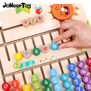 JaheerToy Дървени Математически Играчки за Деца Материали на Монтесори се Учим да Брои Броя на Ранното Математическо Образование за Децата